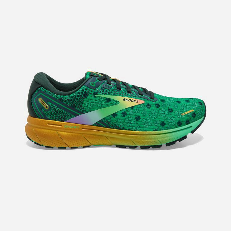 Tênis De Corrida De Estrada Brooks Ghost 14 Cushioned Masculino Brasil - Verdes /Douradas (07418EZCH